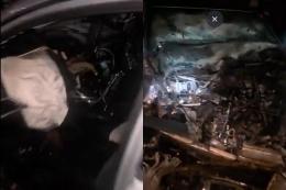 Collage photo of wreckage of the vehicle that was carrying four members of David Maraga's campaign team.